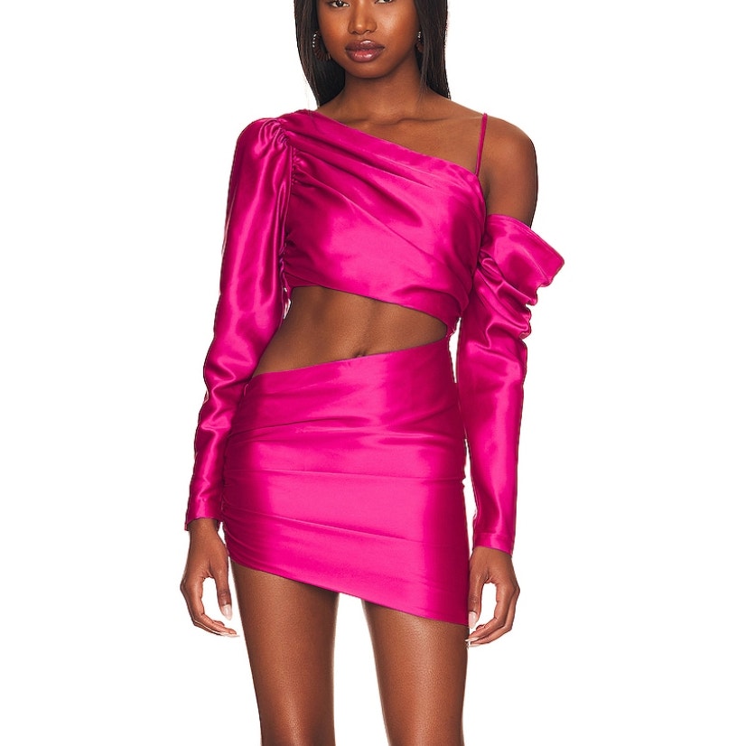 Lovers + Friends Pink Satin Mini Dress Xs Club Bodycon Cutout Going Out $228 New